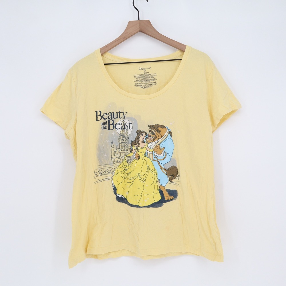 Disney Store T-Shirt Womens 2XL Beauty and the Beast Belle Yellow Graphic Fair